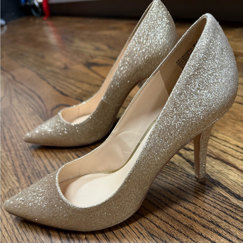 None West Gold Glitter Heels